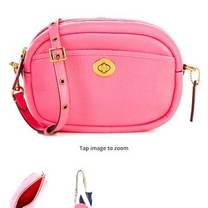 BRAND NEW Coach soft pebble leather pink camera bag